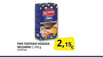 Supermercados MAS Pan Tostado Hogaza Recondo oferta