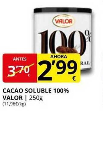 Supermercados MAS Cacao Soluble 100% Valor oferta