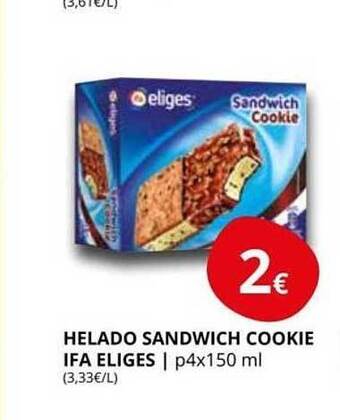 Supermercados MAS Helado Sandwich Cookie Ifa Eliges oferta