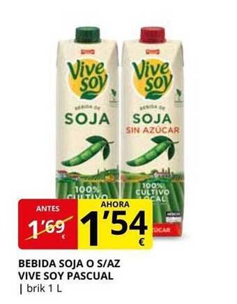 Supermercados MAS Bebida Soja O S Az Vive Soy Pascual oferta