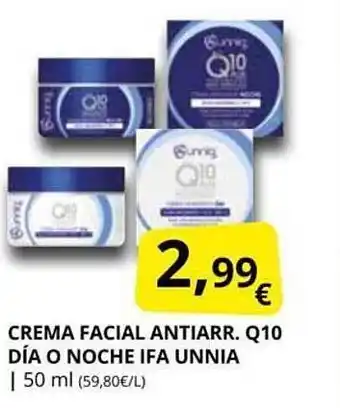 Supermercados MAS Crema Facial Antiarr Q10 Día O Noche Ifa Unnia oferta