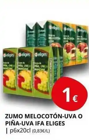Supermercados MAS Zumo Melocotón-uva O Piña-uva Ifa Eliges oferta