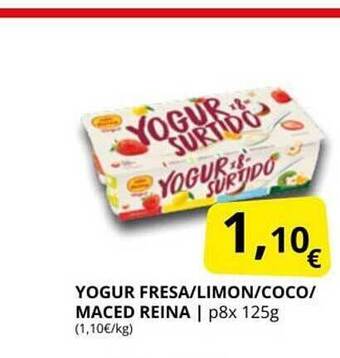 Supermercados MAS Yogur Fresa Limon Coco Maced Reina oferta