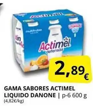 Supermercados MAS Gama Sabores Actimel Liquido Danone oferta