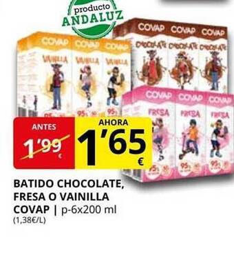 Supermercados MAS Batido Chocolate Fresa O Vainilla Covap oferta