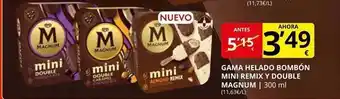 Supermercados MAS Gama Helado Bombón Mini Remix Y Double Magnum oferta