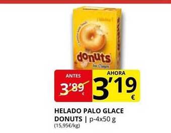 Supermercados MAS Helado Palo Glace Donuts oferta