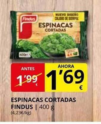 Supermercados MAS Espinacas Cortadas Findus oferta