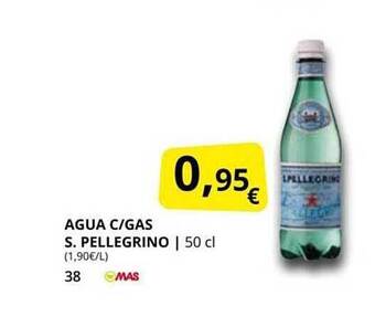 Supermercados MAS Agua C Gas S Pellegrino oferta