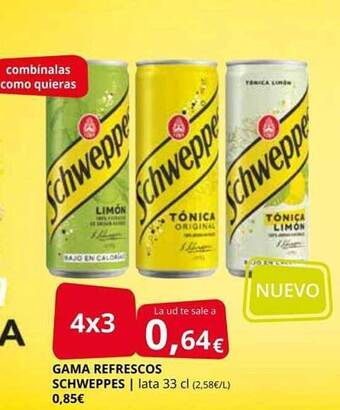 Supermercados MAS Gama Refrescos Schweppes oferta