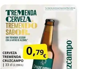 Supermercados MAS Cerveza Tremenda Cruzcampo oferta