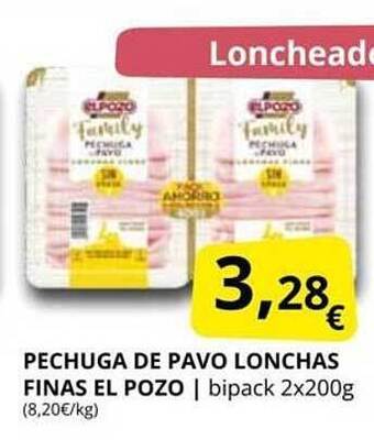 Supermercados MAS Pechuga De Pavo Lonchas Finas El Pozo oferta