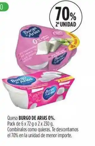 Hipercor 70% 2a Unidad Queso Burgo De Arias 0% oferta