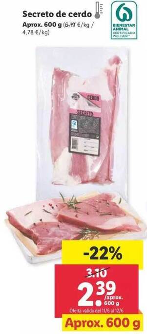 Lidl Secreto De Cerdo oferta