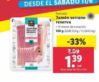 Lidl Realvalle Jamón Serrano Reserva oferta