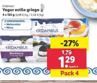 Lidl Eridanous Yogur Estilo Griego oferta