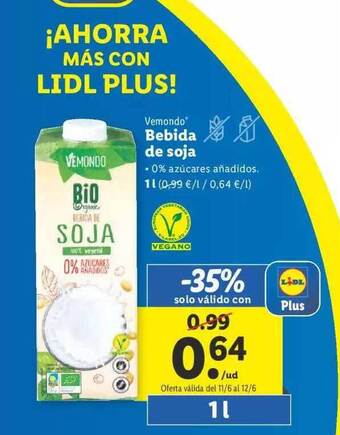 Lidl Vemondo Bebida De Soja oferta