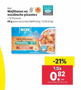 Lidl Nixe Mejillones En Escabeche Picantes oferta
