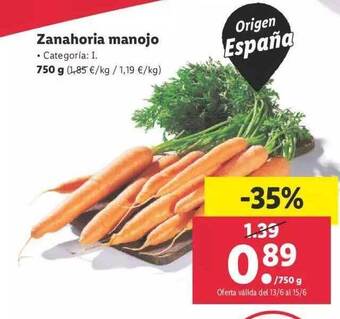 Lidl Zanahoria Manojo oferta