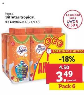 Lidl Pascual Bifrutas Tropical oferta