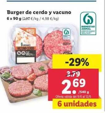 Lidl Burger De Cerdo Y Vacuno oferta