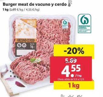 Lidl Burger Meat De Vacuno Y Cerdo oferta