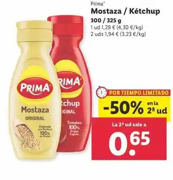 Lidl -50% En La 2a Ud Prima Mostaza Kétchup oferta