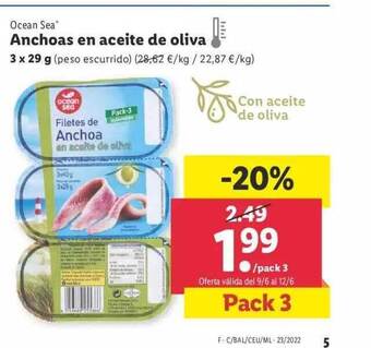 Lidl Ocean Sea Anchoas En Aceite De Oliva oferta