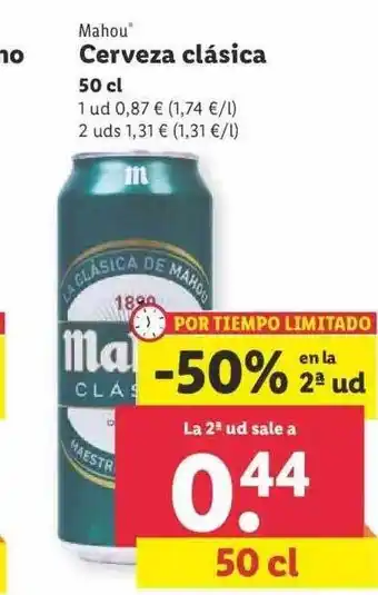 Lidl -50% En La 2a Ud Mahou Cerveza Clásica oferta