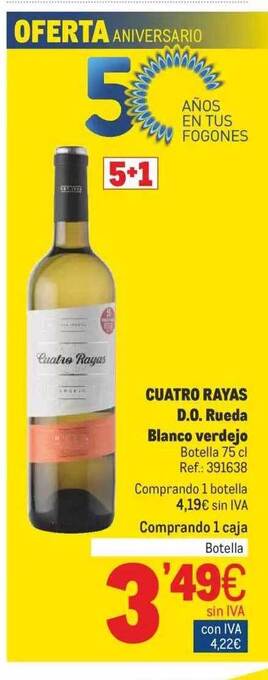 Makro Cuatro Rayas D.o. Rueda Blanco Verdejo oferta