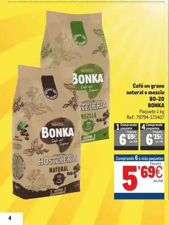 Makro Café En Grano Natural O Mezcla 80-20 Bonka oferta
