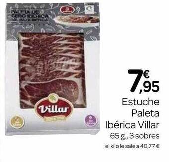 Supermercados El Jamón Estuche Paleta Ibérica Villar oferta