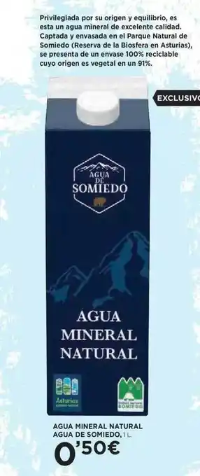 Hipercor Agua Mineral Natural Agua De Somiedo oferta