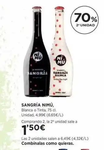 Hipercor 70% 2a Unidad Sangría Nimú oferta