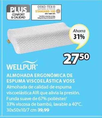 JYSK Wellpur Almohada Ergonómica De Espuma Viscoelástica Voss oferta