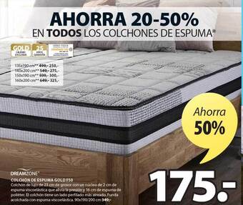 JYSK Dreamzone Colchón De Espuma Gold F50 oferta