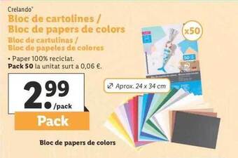 Lidl Crelando Bloc De Cartulinas Bloc De Papeles De Colores oferta