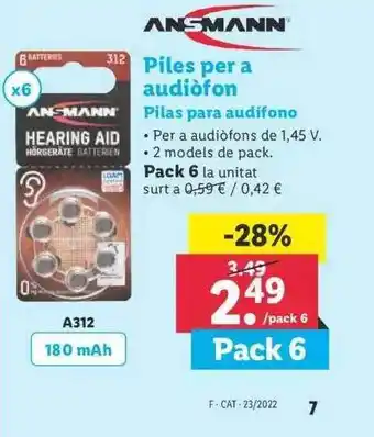 Lidl Pilas Para Audífono Ansmann oferta