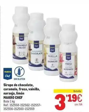 Makro Sirope De Chocolate Caramelo Fresa Vainilla Naranja Limón Makro Chef oferta