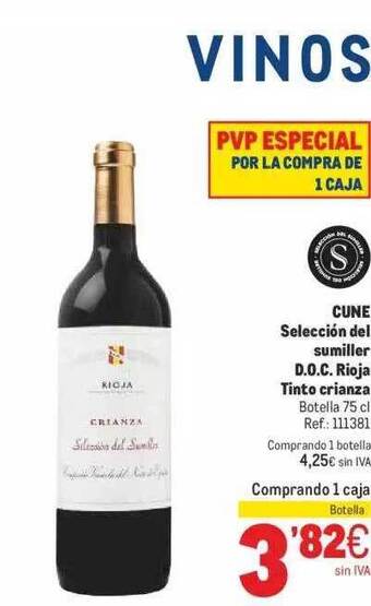 Makro Cune Selección Del Sumiller D.o.c. Rioja Tinto Crianza oferta