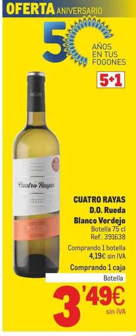 Makro Cuatro Rayas D.o. Rueda Blanco Verdejo oferta