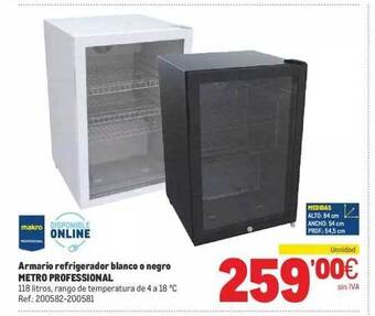 Makro Armario Refrigerador Blanco O Negro Metro Professional oferta