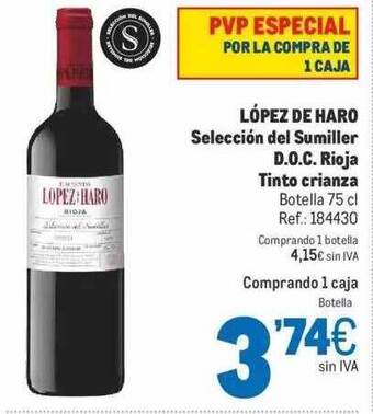 Makro López De Haro Selección Del Sumiller D.o.c. Rioja Tinto Crianza oferta