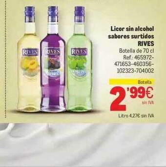 Makro Licor Sin Alcohol Sabores Surtidos Rives oferta