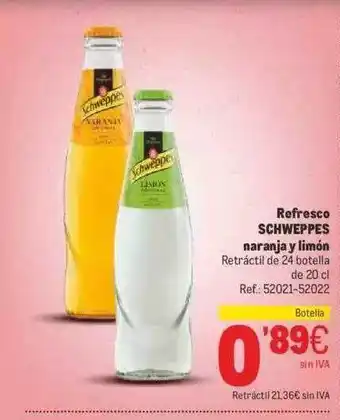 Makro Refresco Schweppes Naranja Y Limón oferta