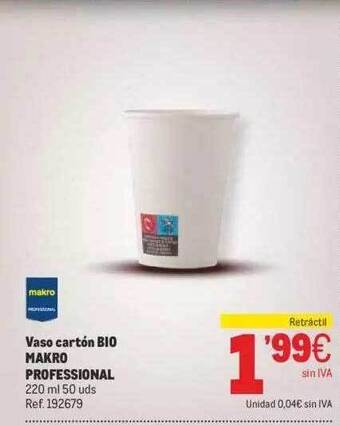 Makro Vaso Cartón Bio Makro Professional oferta