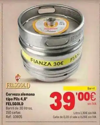 Makro Felsgold Cerveza Alemana Tipo Pils 4.8° Felsgold oferta