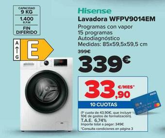 Carrefour Hisense Lavadora Wfpv9014em oferta