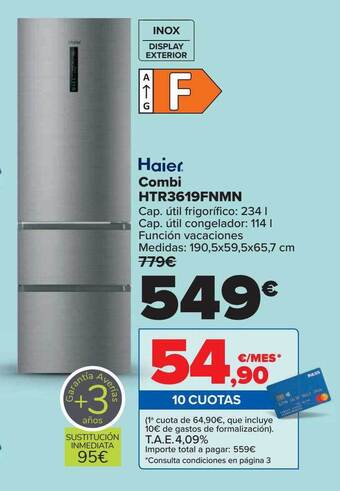Carrefour Haier Combi Htr3619fnmn oferta