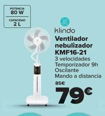 Carrefour Klindo Ventilador Nebulizador Kmf16-21 oferta